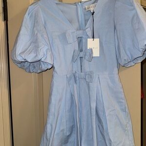 MABLE POWDER PLUE BOW ROMPER